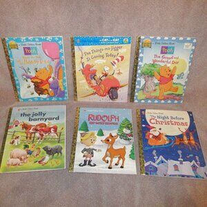 Vtg Little Golden Books 6X Lot Hardcover Dr Seuss Christmas Pooh Bear 90s Y2K